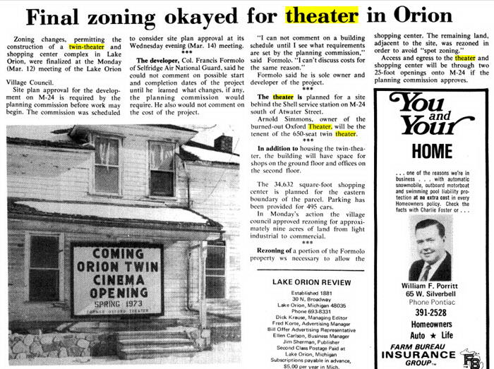 State Theatre - March 1973 Article For Orion Twin That Was Never Built (newer photo)
